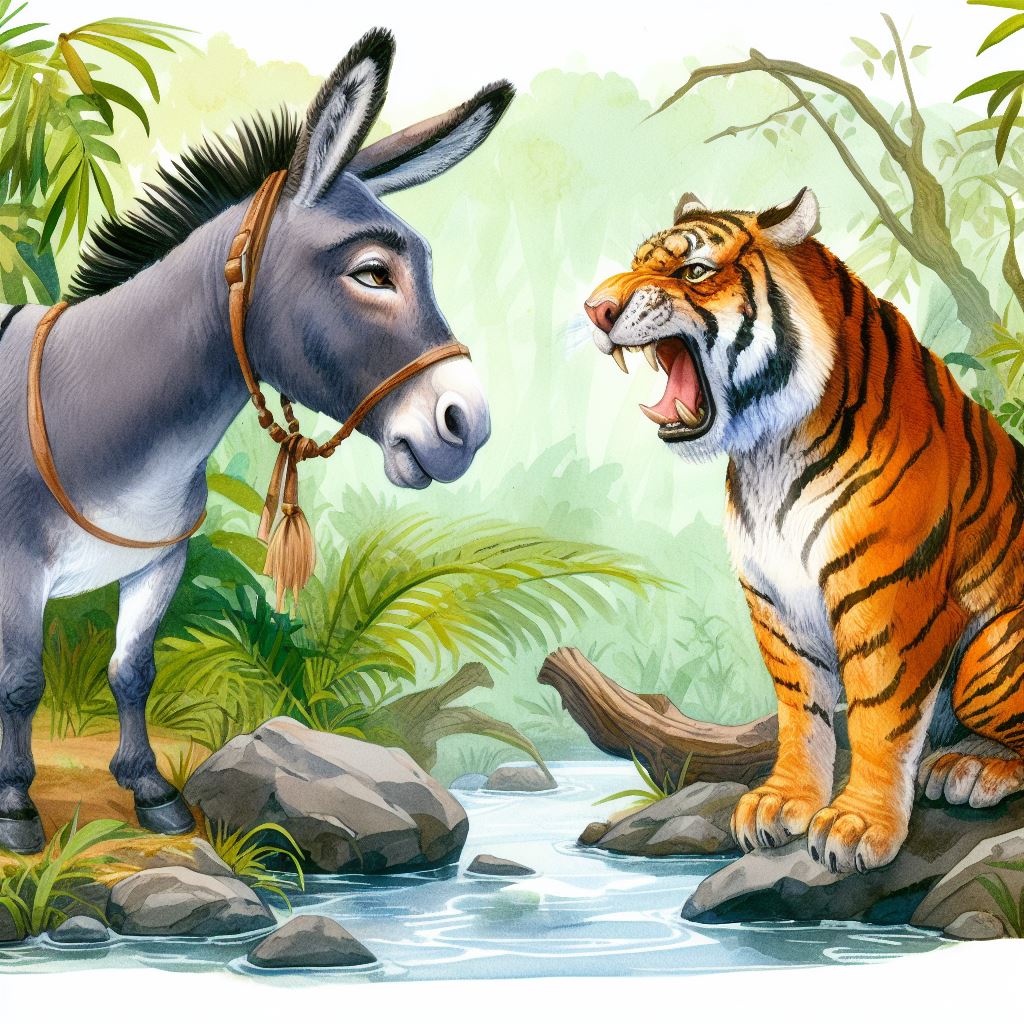 The Donkey and the Tiger having a heated debate