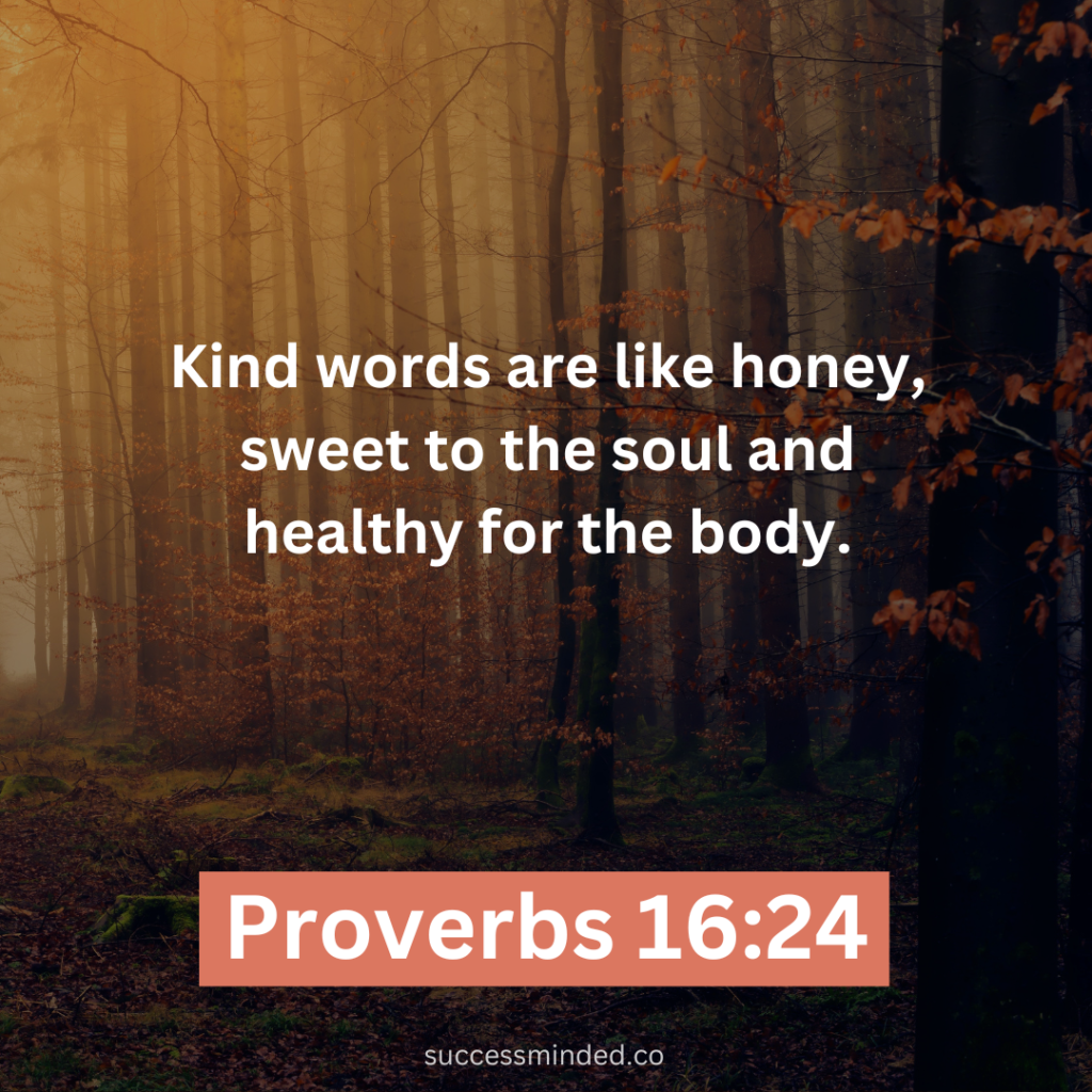 "Kind words are like honey, sweet to the soul and healthy for the body." ~ Proverbs 16:24