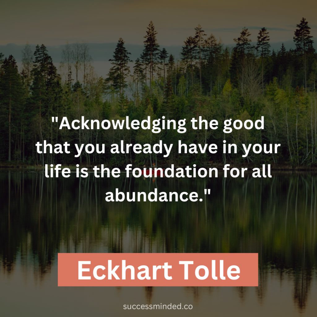 Eckhart Tolle: "Acknowledging the good that you already have in your life is the foundation for all abundance."