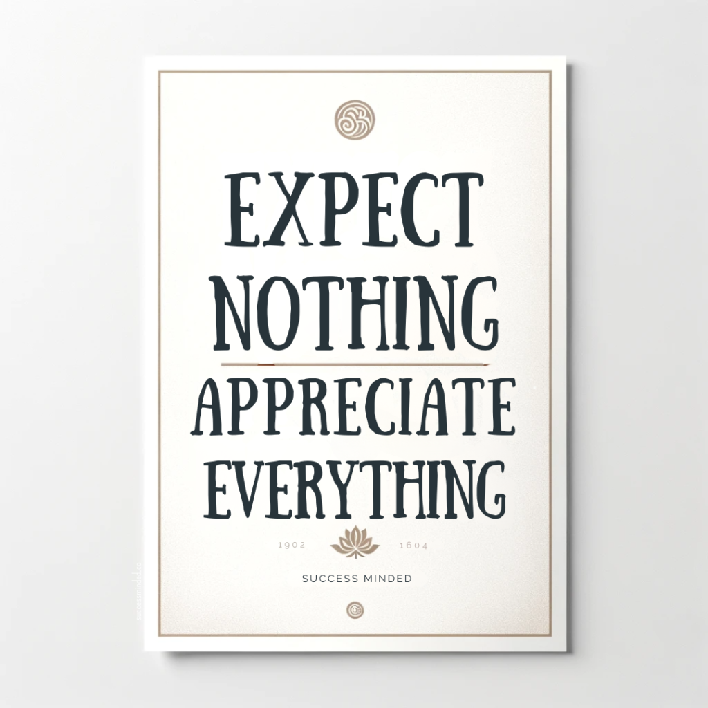 "Expect nothing, appreciate everything."
