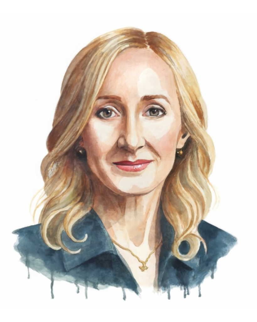 J.K. Rowling  Hand Drawn Watercolor Portrait
