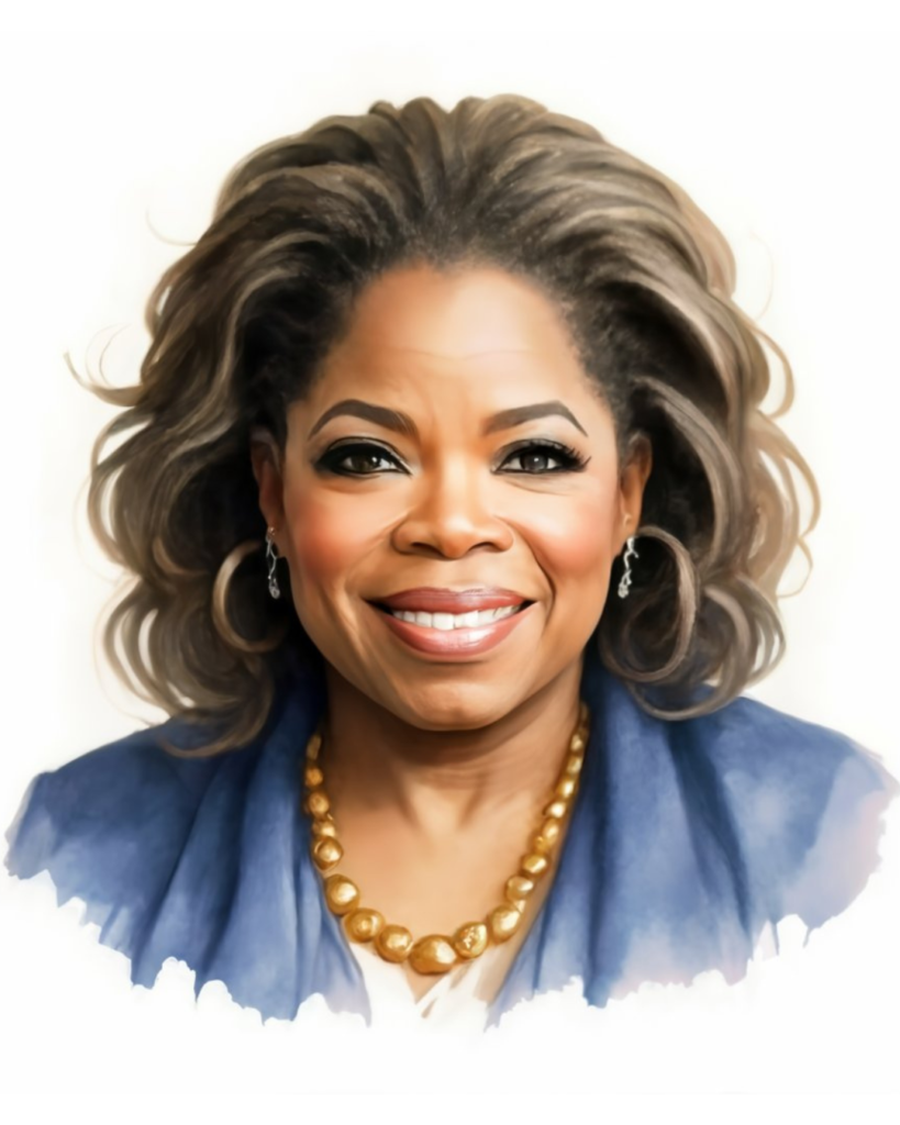 Oprah Winfrey Hand Drawn Watercolor Portrait