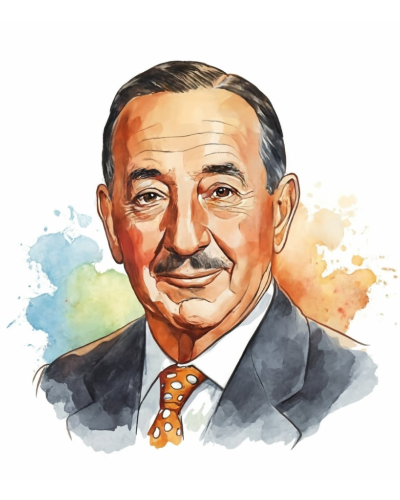 Walt Disney Hand drawn watercolor Portrait