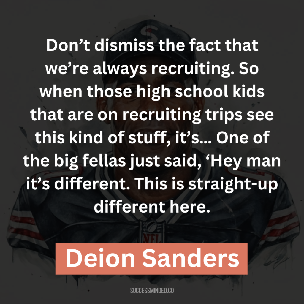 “Don’t dismiss the fact that we’re always recruiting. So when those high school kids that are on recruiting trips see this kind of stuff, it’s… One of the big fellas just said, ‘Hey man it’s different. This is straight-up different here.’”