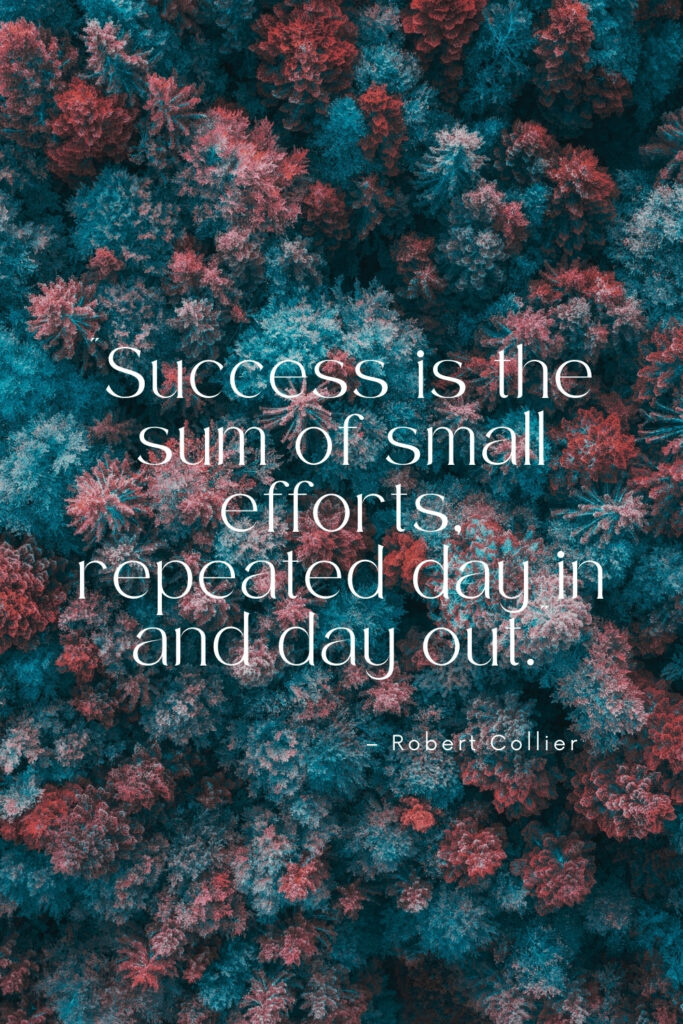 Success is the sum of small efforts, repeated day in and day out. ~ Robert Collier | Quote Graphic