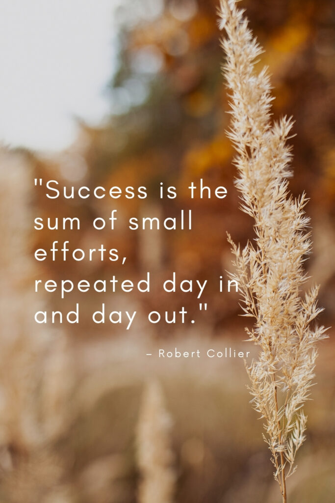 Success is the sum of small efforts, repeated day in and day out. ~ Robert Collier | Quote Graphic