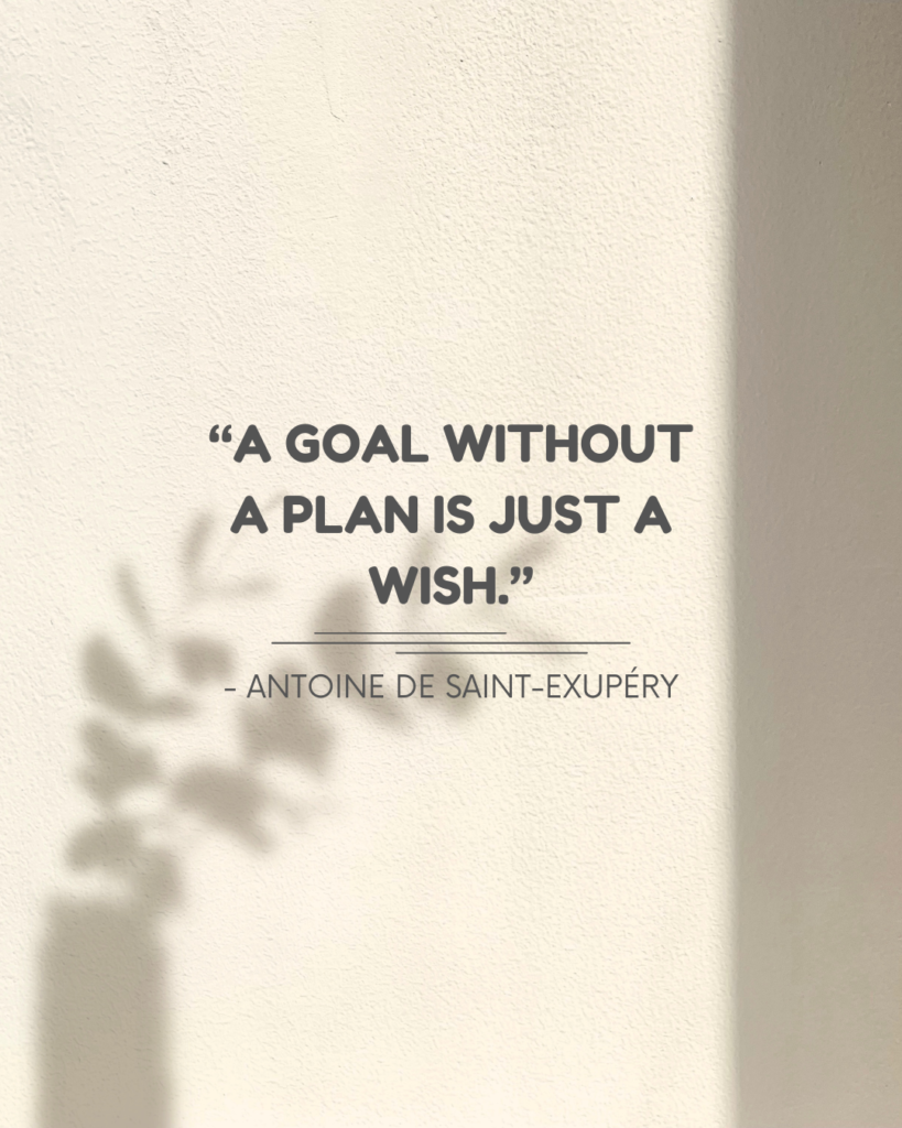 A goal without a plan is just a wish. - Antoine de Saint-Exupéry | Quote Graphic